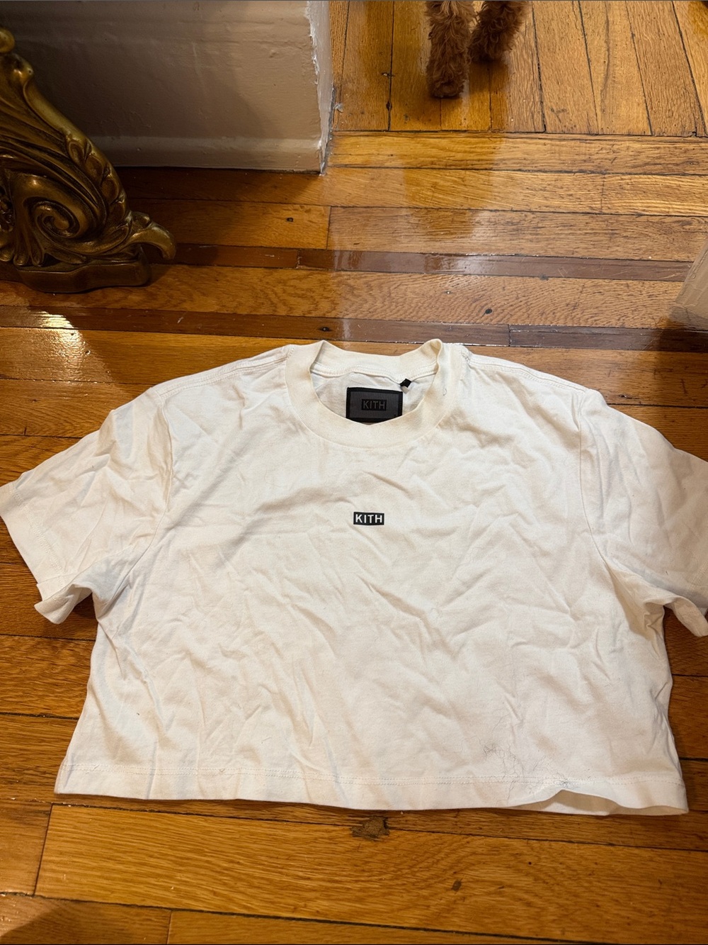 Kith White Short Cropped Logo Tee